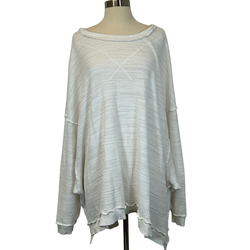 We the Free FREE PEOPLE White  Coraline Thermal Knit Top Oversized Top Women’s M - Picture 3 of 10